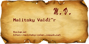 Malitsky Valér névjegykártya